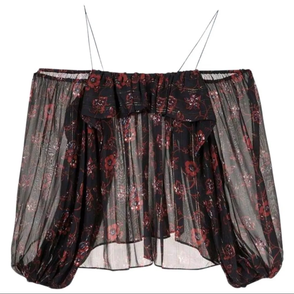 Ulla Johnson Coline Cold Shoulder Crepe Top in Noir - Image 5