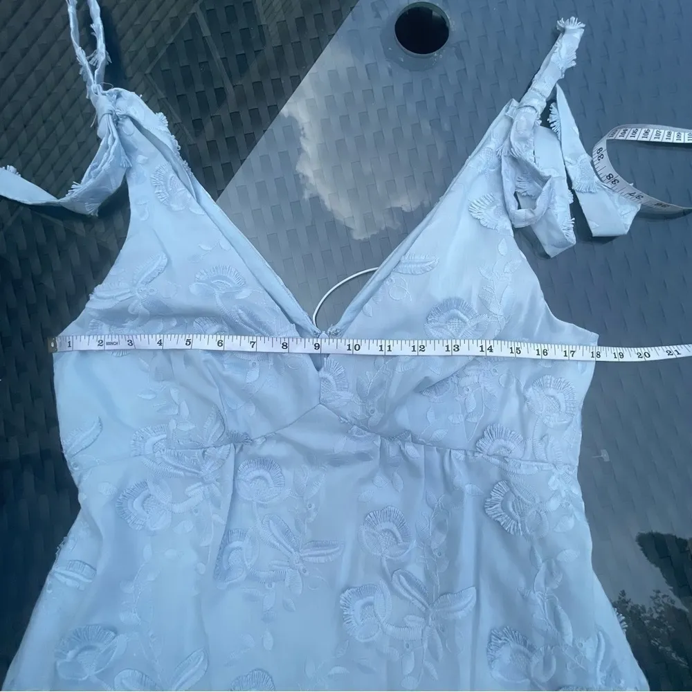 MARCHESA Notte Dress Floral Cotton embroidered maxi Blue - Image 10