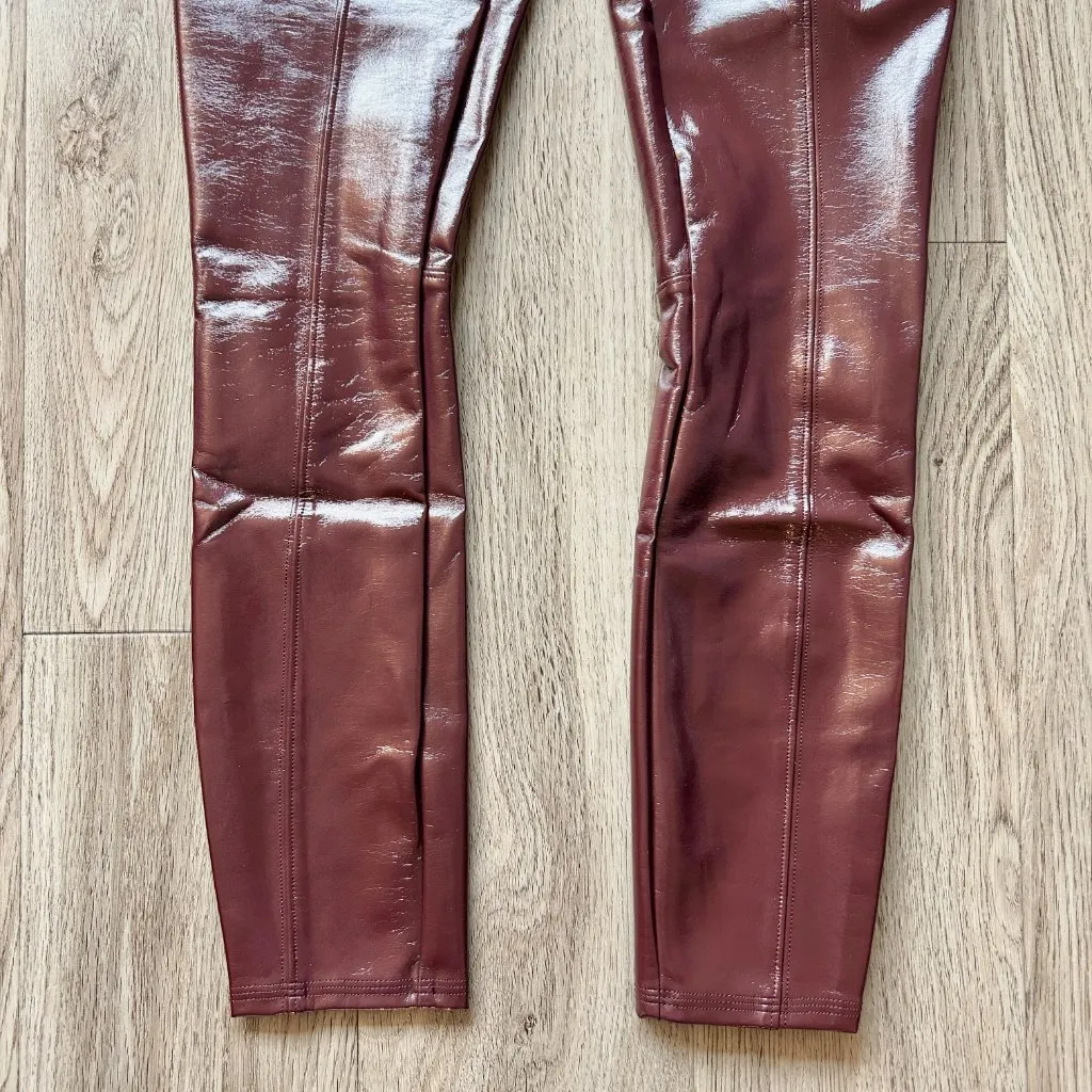 Spanx Shiny Faux Patent Leather Leggings in Ruby Size S NWT - Image 8
