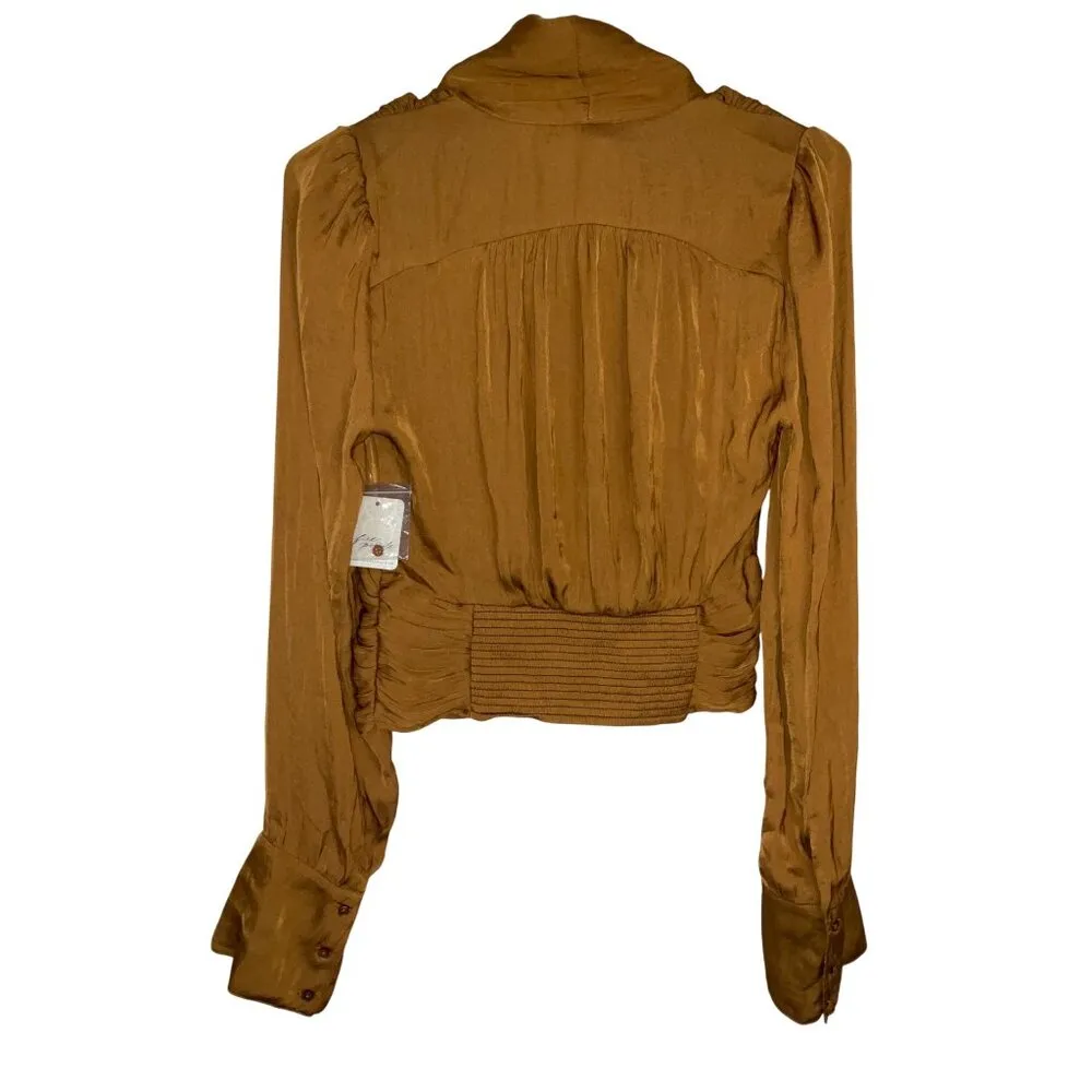 Free People Meet Me There Buttondown Top in Amber X-Small New Womens Blouse - Image 8