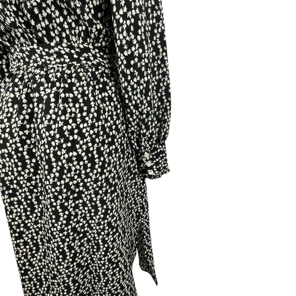 FRNCH Floral Print Black and White Midi Button Down Dress - Image 11