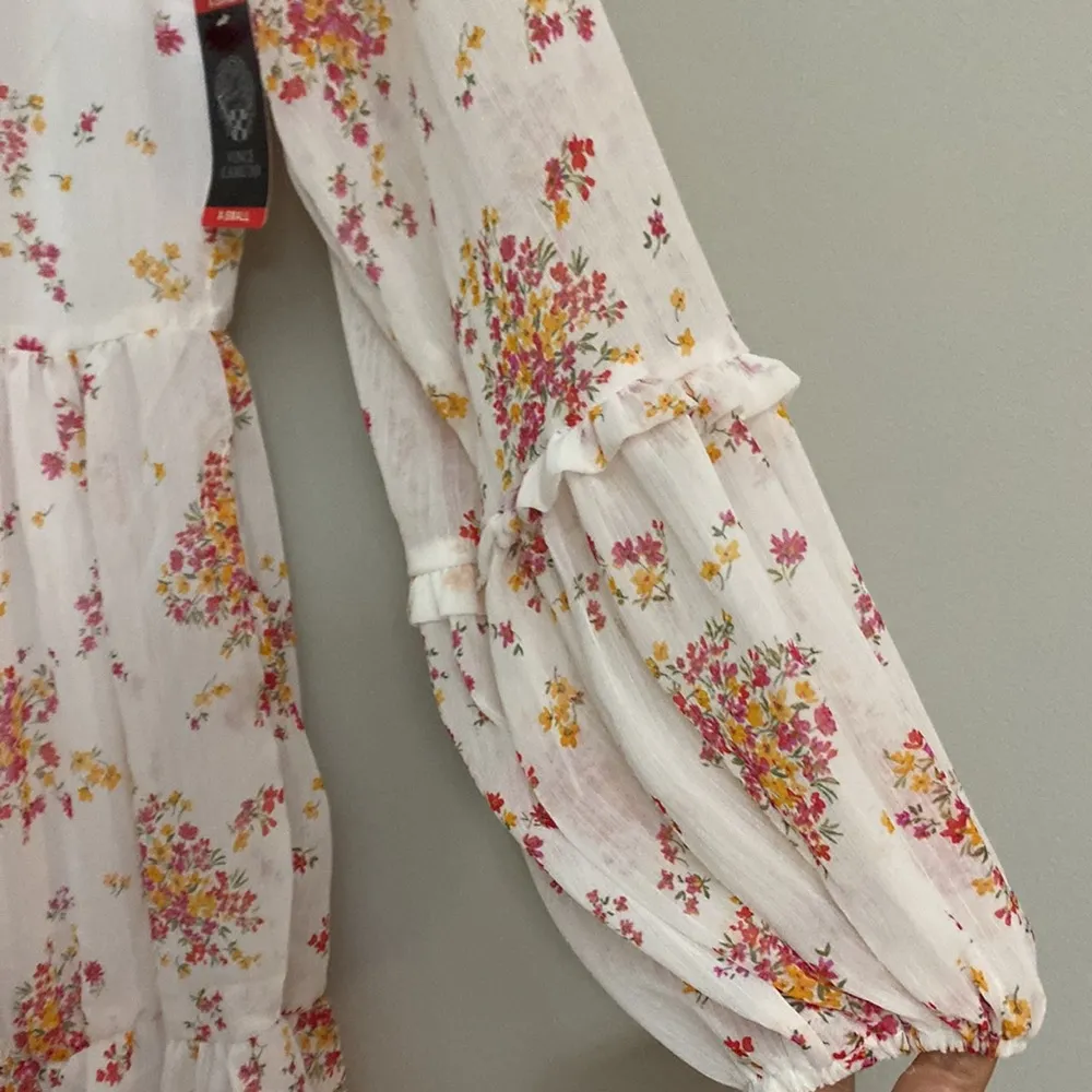 New Vince Camuto boho floral V-neck tiered ruffle mini dress size XS - Image 4