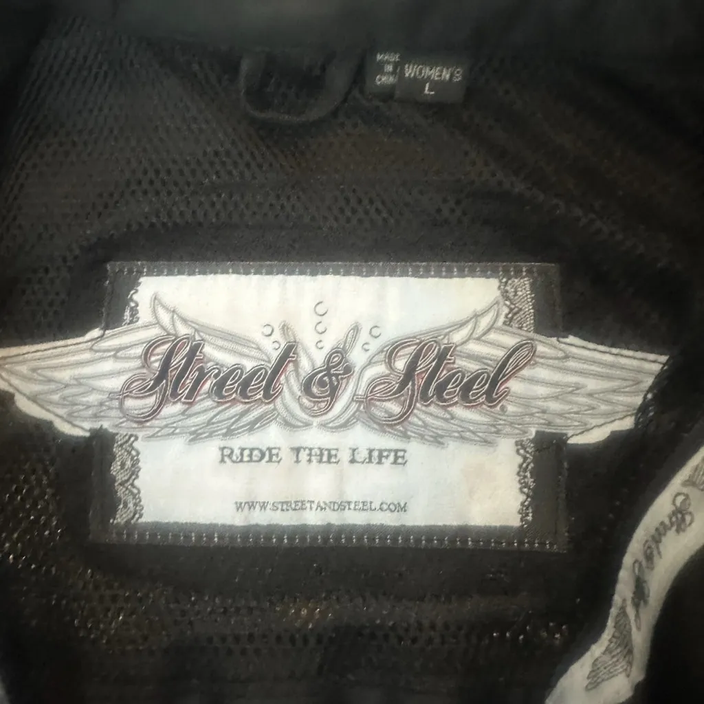 Women Street & Steel Armored Motorcycle Jacket Adjustable Moto Biker Y2K Grunge Black Size L - Image 5