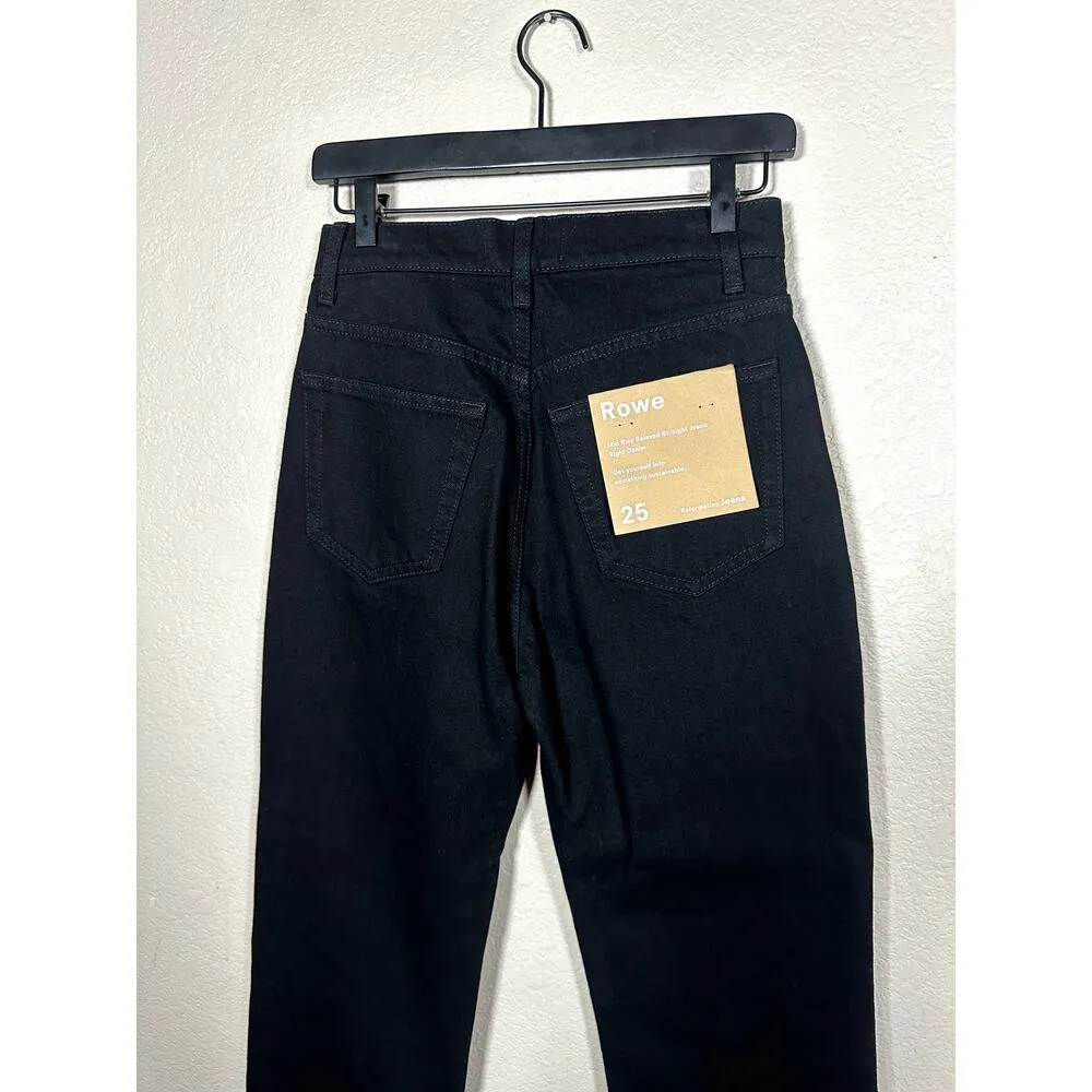 Reformation Mid Rise Relaxed Straight Black Jean Rigid Denim 25 Camille Rowe - Image 6