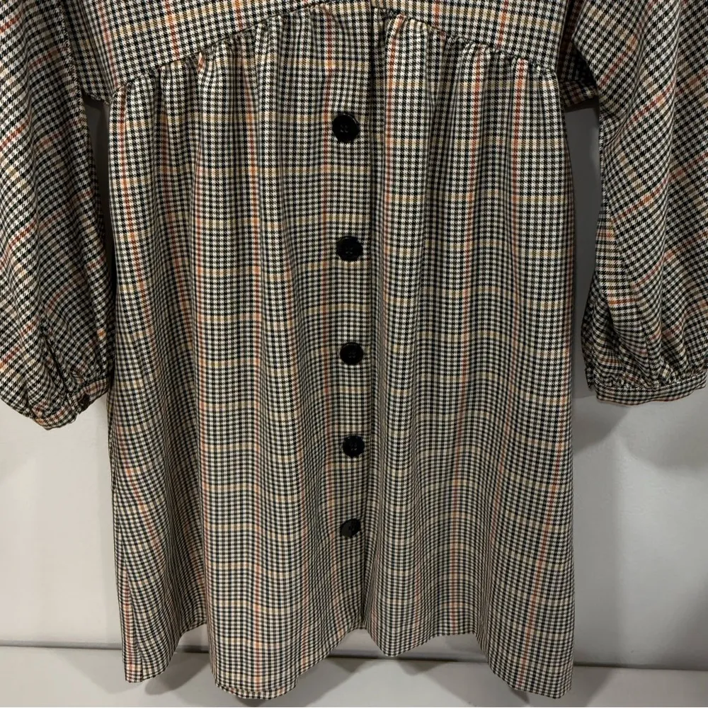 Zara V-Neck Plaid Button Long Sleeve Dress XS EUC - Image 5