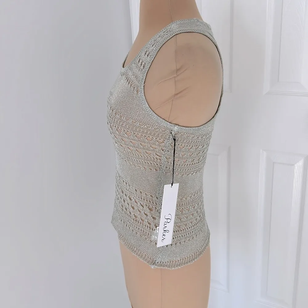 Parker Trevor Silver Mesh Knit Tank - Image 3