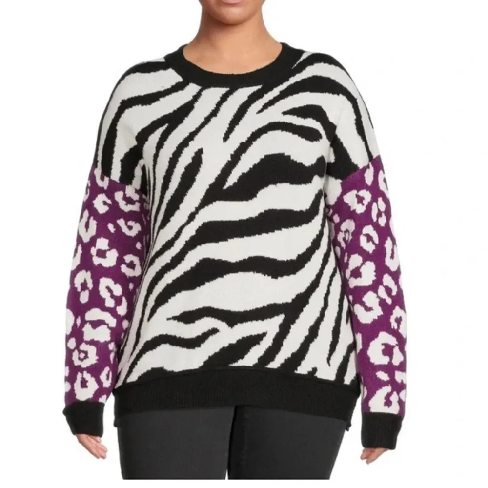 Terra & Sky Women's Plus Size Drop Shoulder Print Sweater, Midweight 2X 20W-22W - Image 11