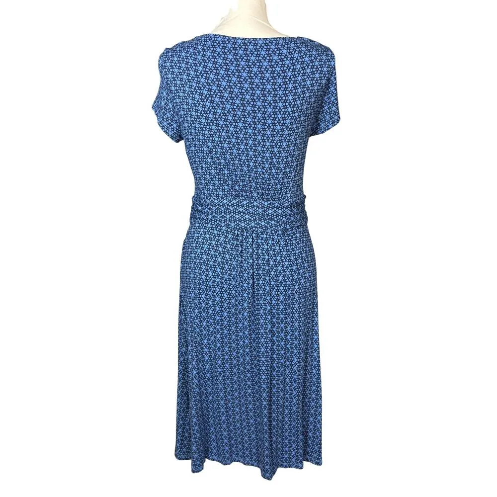 Boden Amelie Midi Dress Short Sleeve Size 14 Stars Blue Jersey Stretchy Pockets - Image 2