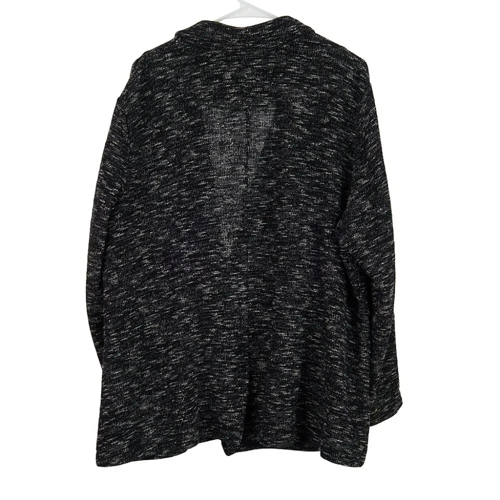 Eileen Fisher Black Notch Classic Collar Tweedy Organic Cotton Knit Blazer - Image 7