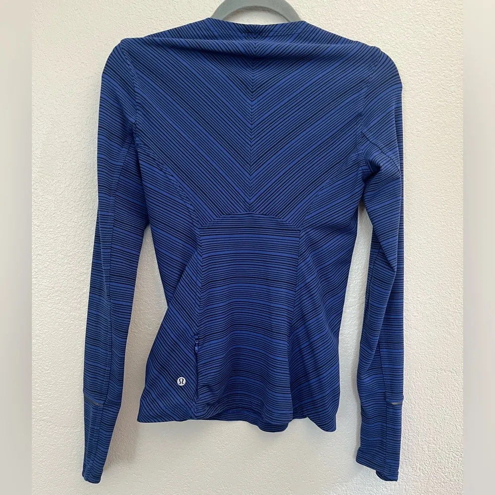 Lululemon Kanto Catch Me Long Sleeve Kanto Stripe Sapphire Blue Black Size 4 - Image 6