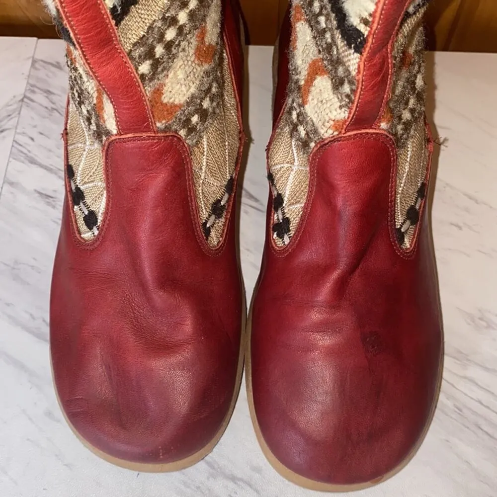 Ms.C Vintage Leather Tapestry Cloth Southwestern Boots Size 6 Red - Image 4