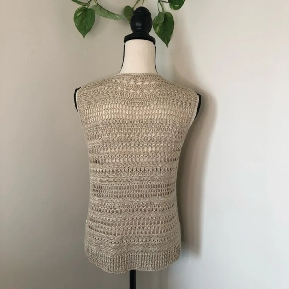 Boho Crochet Knit Buttoned Vest Size undefined - Image 2