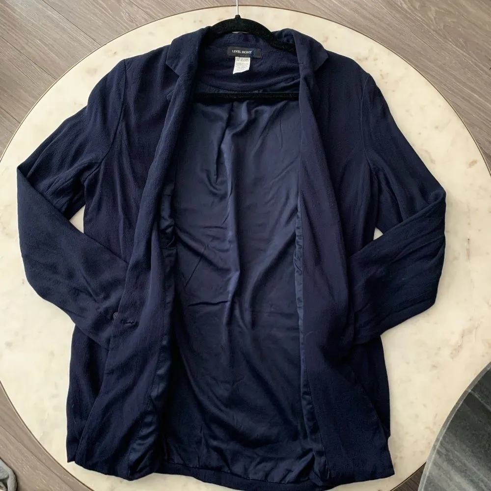 Level Eight Navy Blazer Single Button Minimalist Officewear Work Career Size M Blue Size M - Image 7