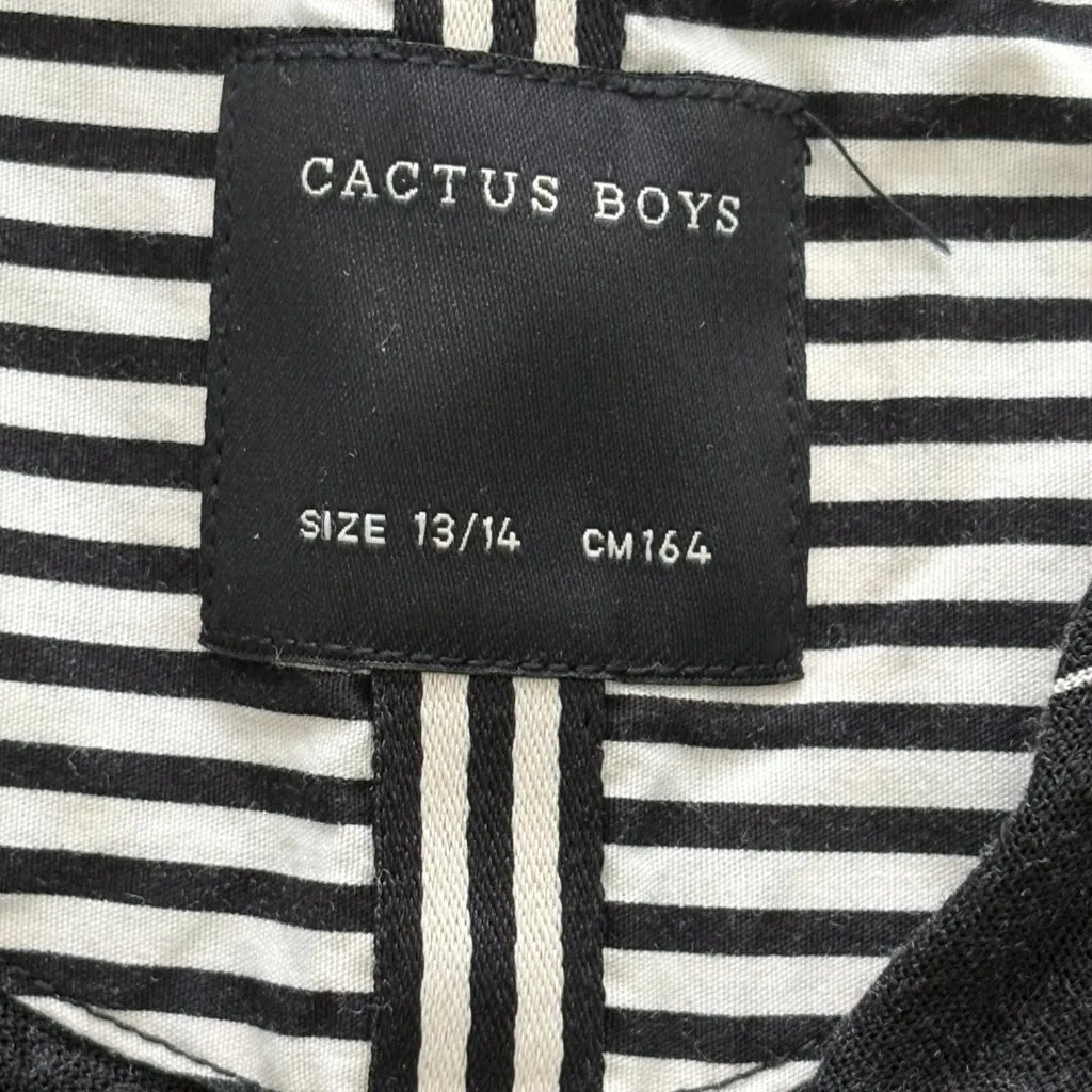 Cactus Boys Button Front Blouse Black/Tan Jr. Size 13/14 EUC Brown - Image 7