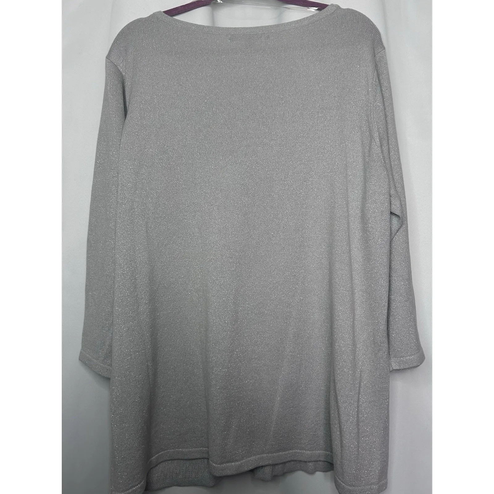 Briggs Women's Gray Sweater With Embellished Collar 3/4 Sleeve Length Size 2X - Image 5