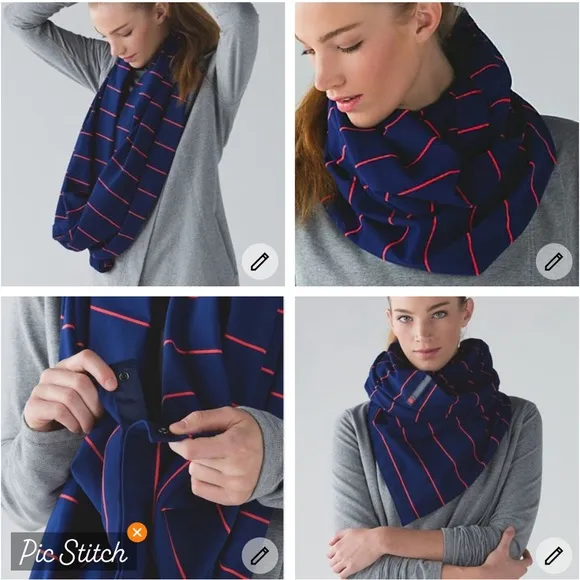 Vinyasa Scarf *Rulu Color: Sailor Stripe Hero Blue Alarming OS NWT - Image 2