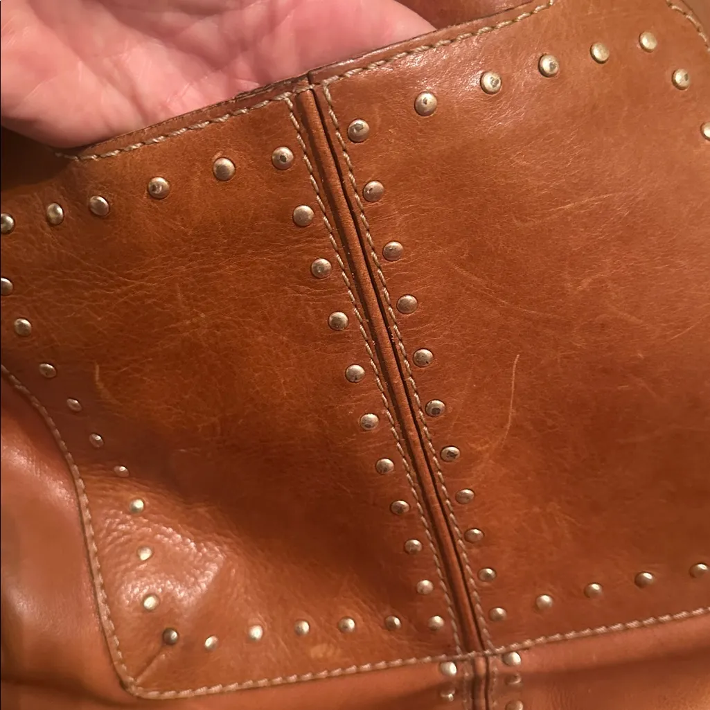 Michael Kors Studded Tote pockets sturdy for books or whatever durable leather - Image 13