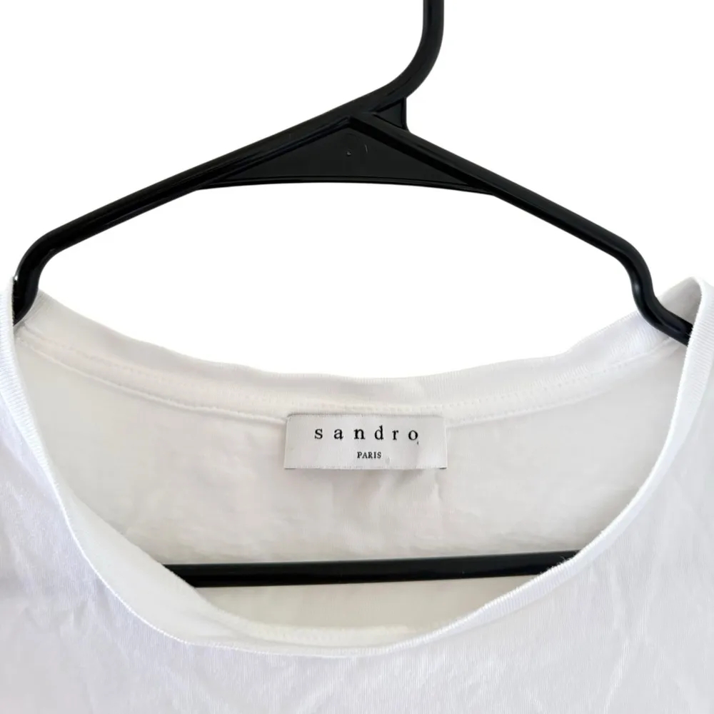 Sandro Paris White Lace Trim Womens Blouse - Image 5