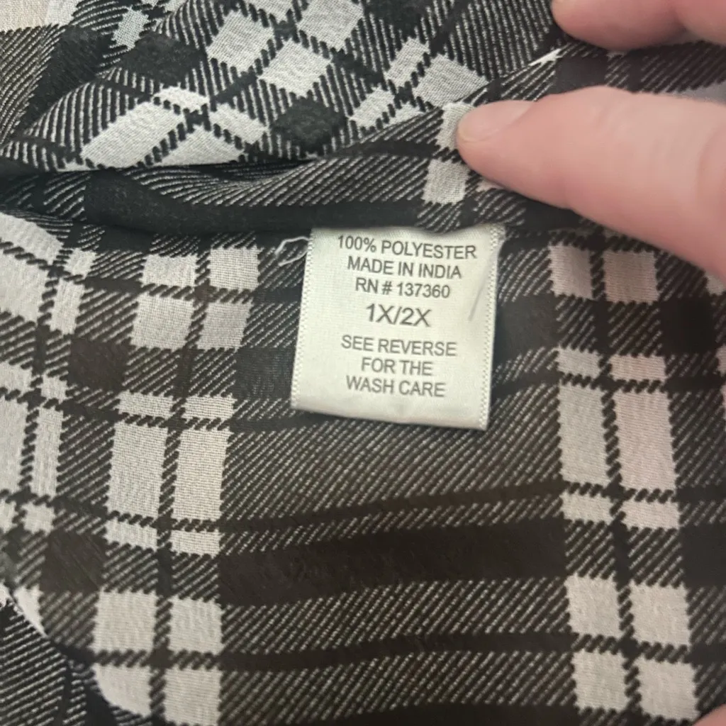 Black and White Plaid Kimono- 1X/2X - Image 3