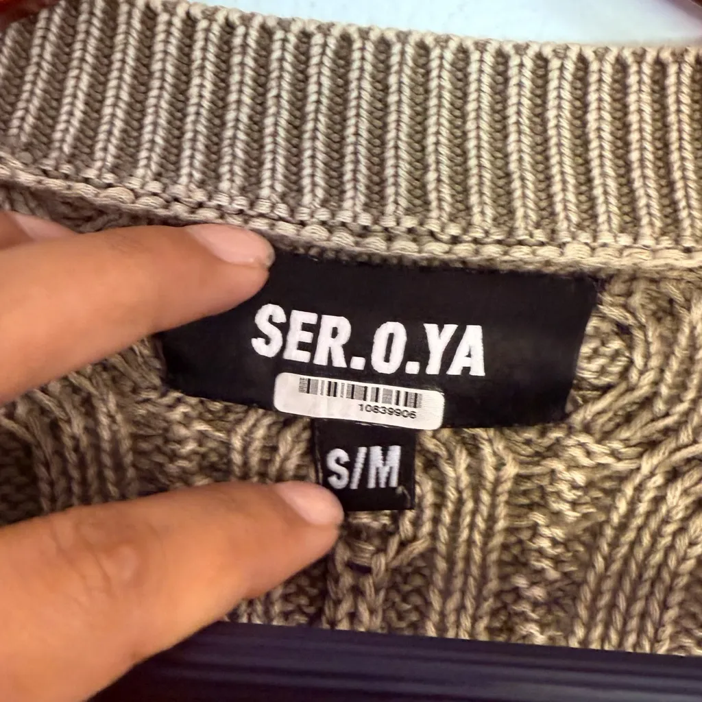 SER.O.YA Cable Knit Cardigan Tan - Image 5