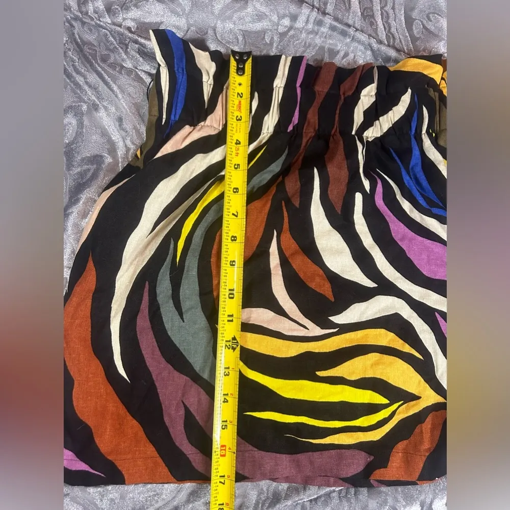 Funky Zebra Multicolor Linen Blend Skirt XS Black - Image 4