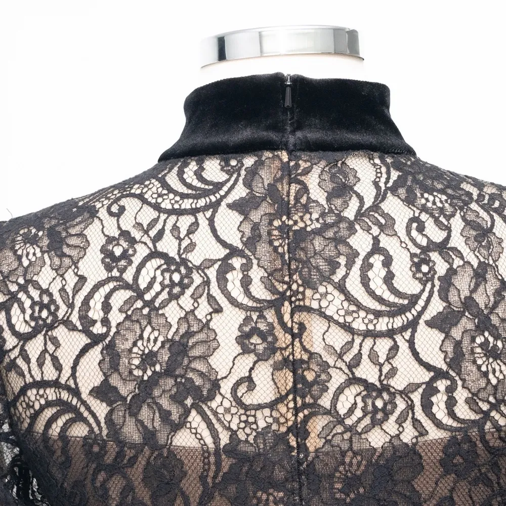 TADASHI SHOJI. Lace & Velvet Sheath Dress. - Image 6