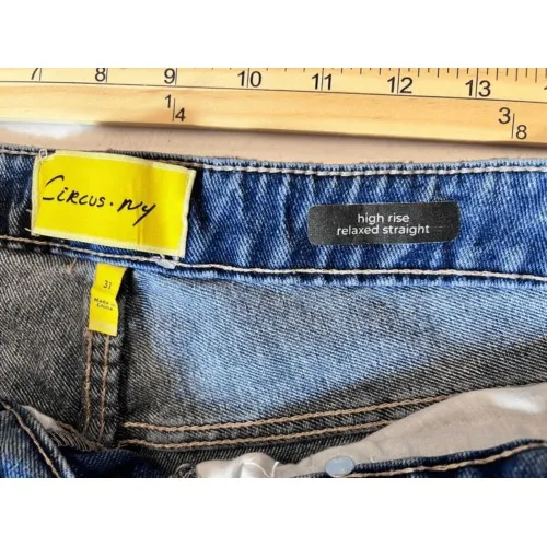 CIRCUS NY High Rise Relaxed Straight Jeans Raw Edge Size 31 Blue - Image 8