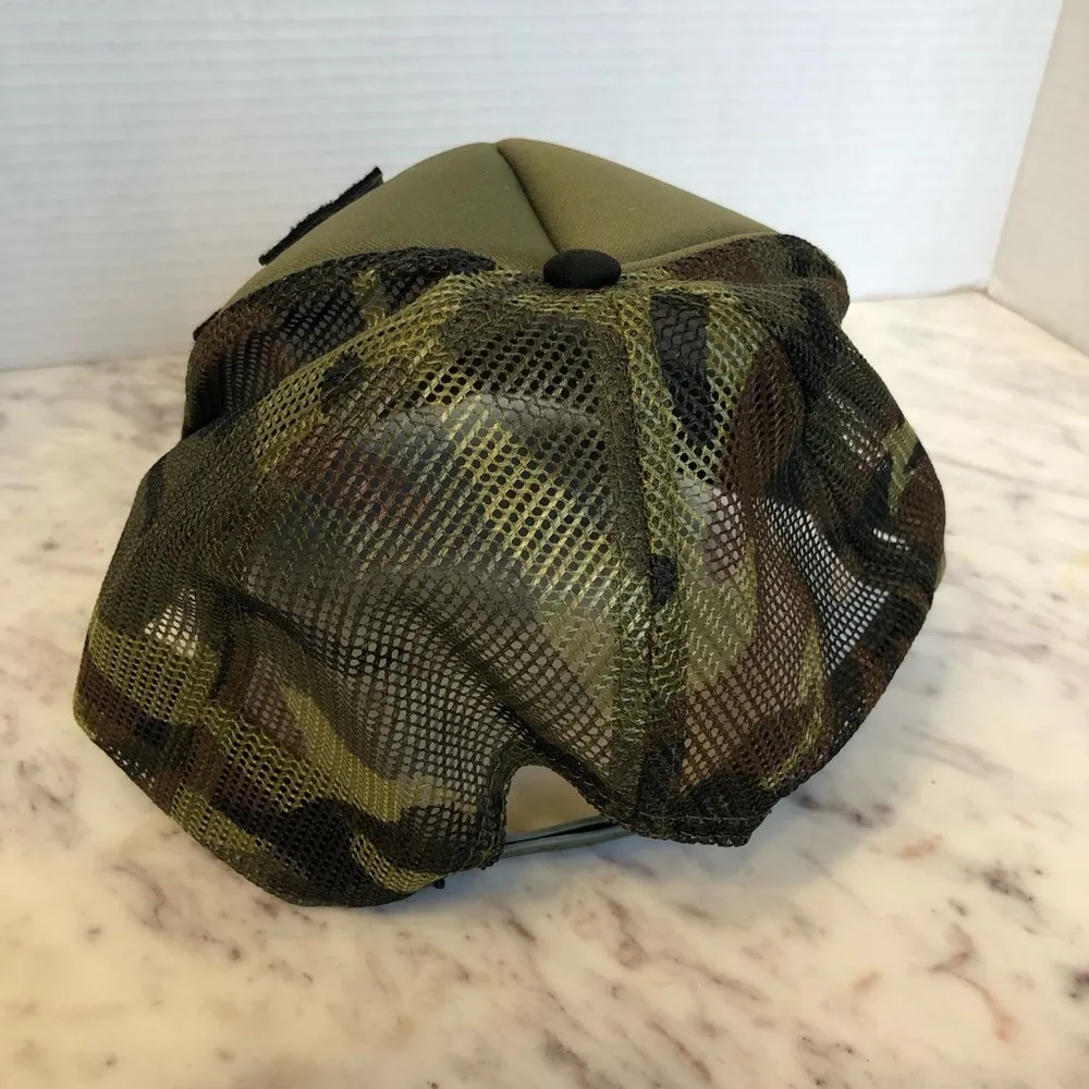 Black and White Camo Charmed Smokey and the Bandit Patch Trucker Hat OS Green - Image 4