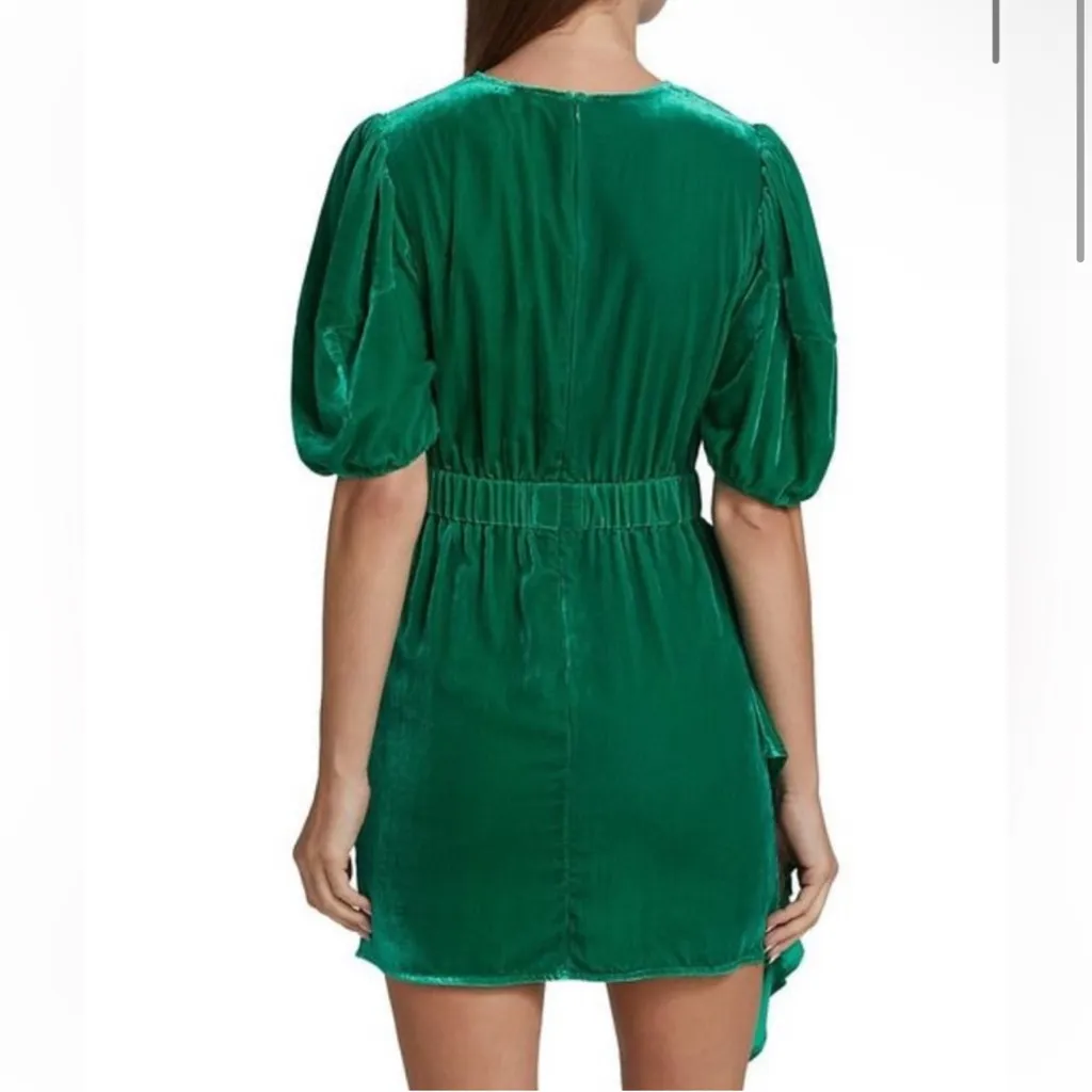 Rhode Pia Ruched Velvet Mini‎ Dress Emerald Green Womens Size 12 - Image 4