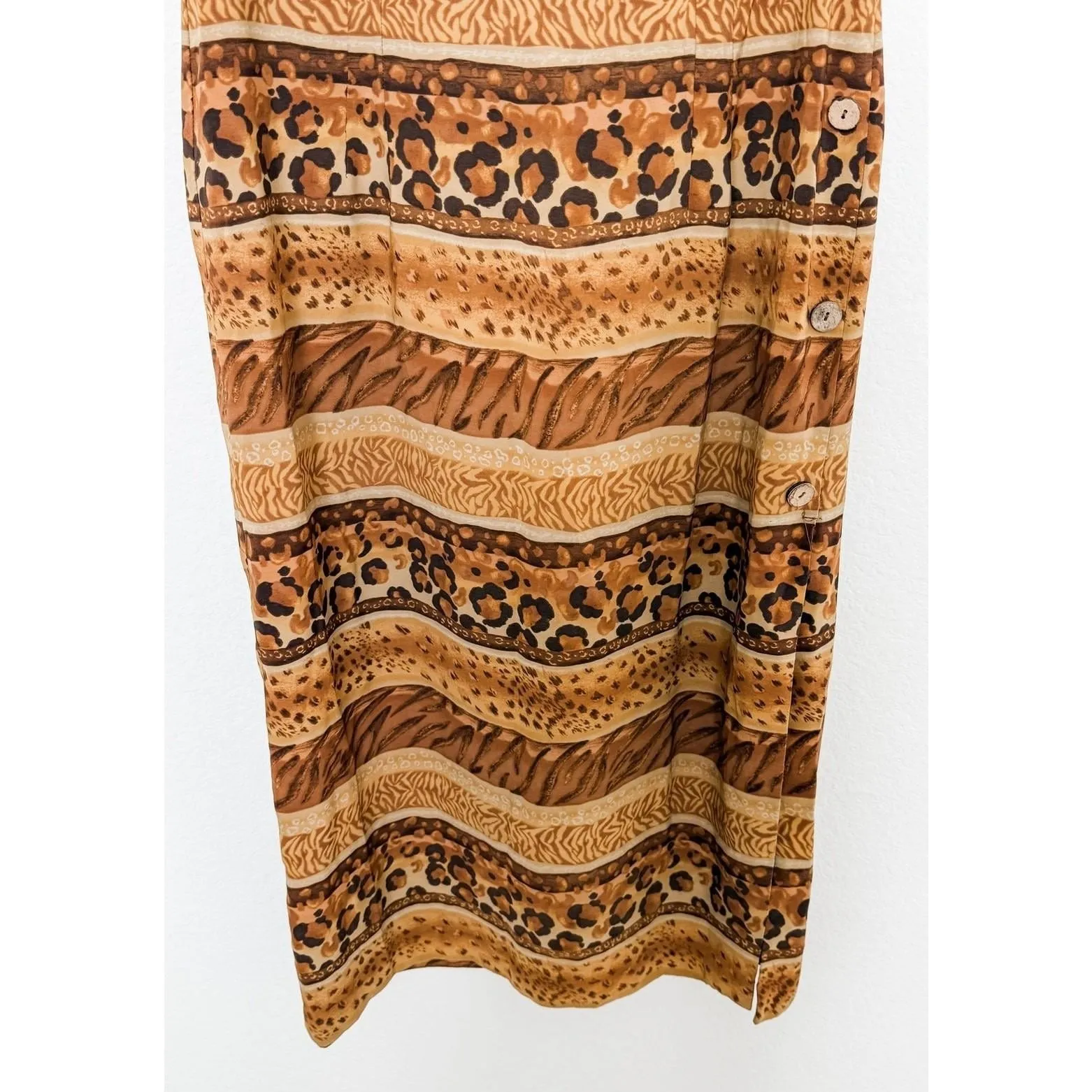 Vintage 90s Sag Harbor Womens Dress Size 12 Brown Animal Print Maximalist Safari - Image 4