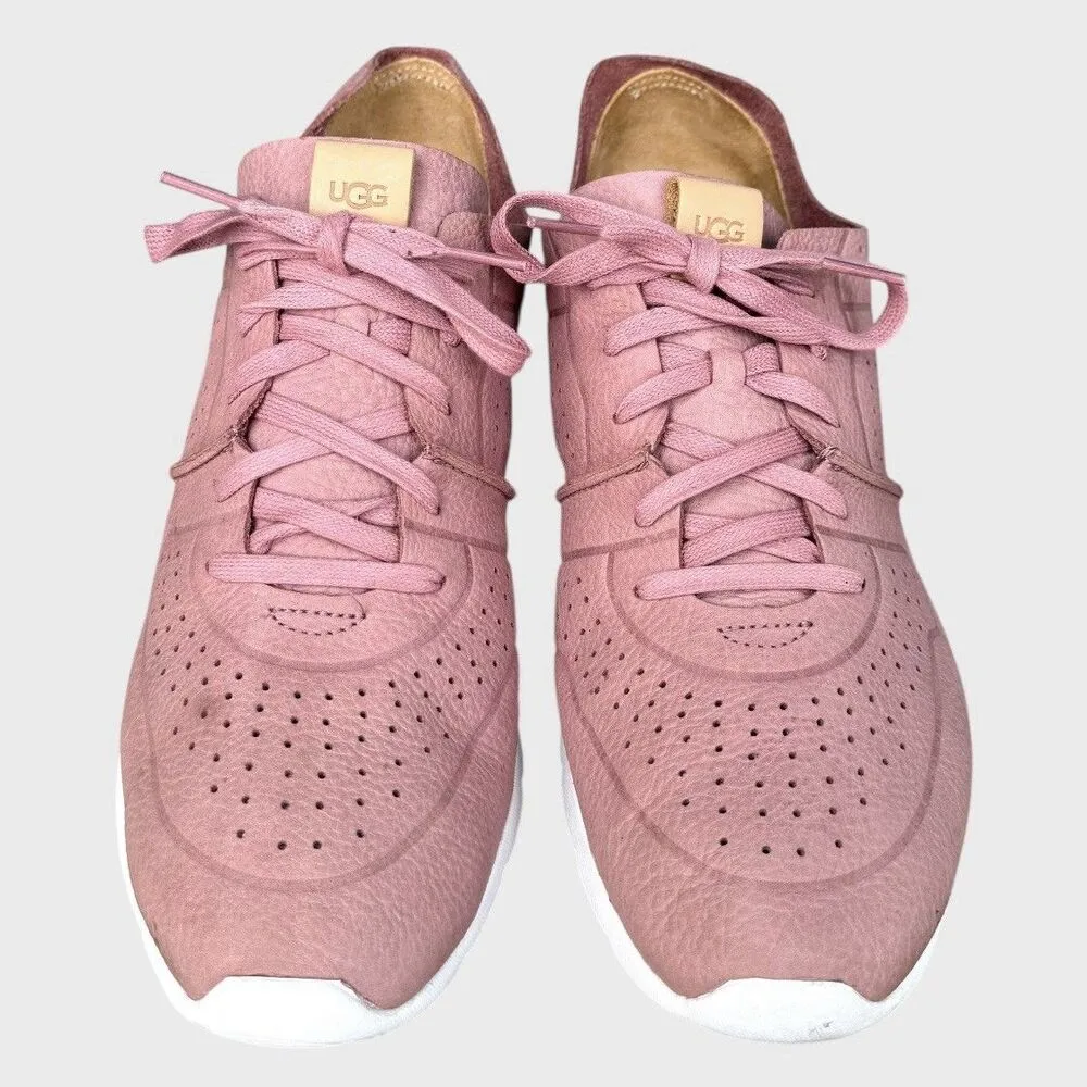 UGG Womens Tye Casual Leather Sneakers Size US 12 Pink Perforated Nubuck Shoes - Image 3