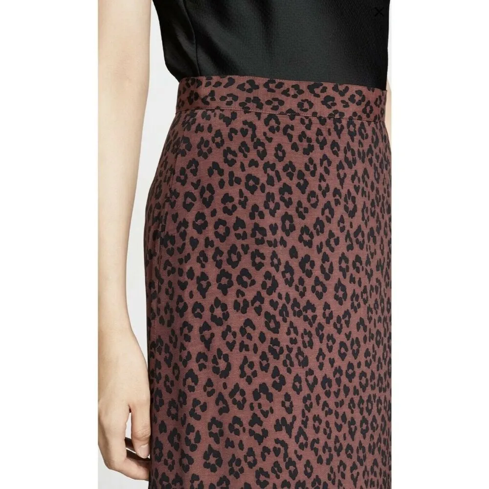 $295 New APC 38 4/6 Skirt Midi Adena A.P.C. Leopard Print Maroon Flare Animal Red - Image 5