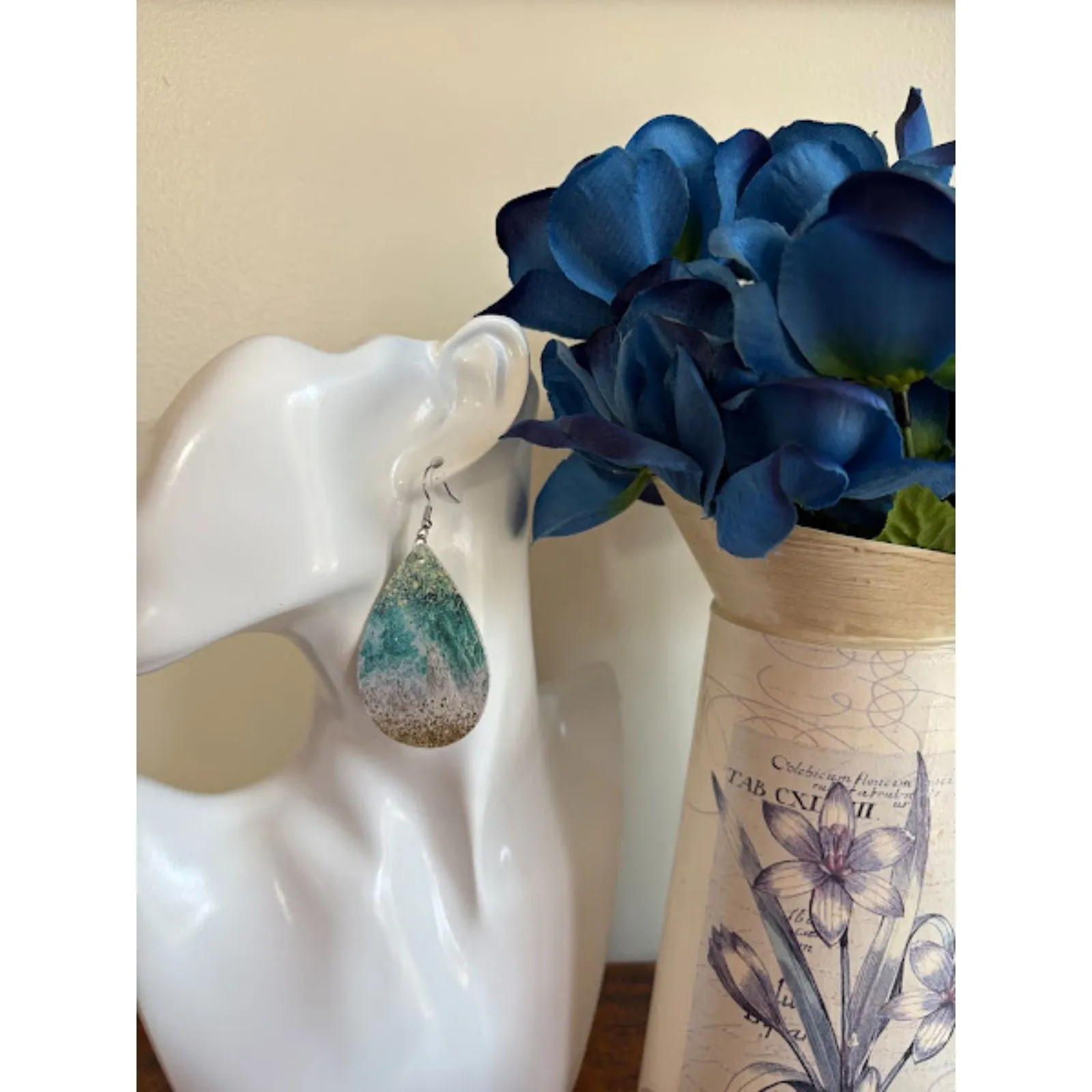 Ocean Teardrop Earrings Blue - Image 3