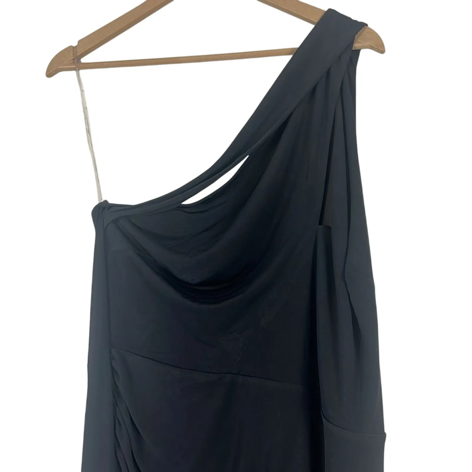 NWT Fashion to Figure Maxi Dress Womens 2x Black One Shoulder Asymmetric Event - Image 3