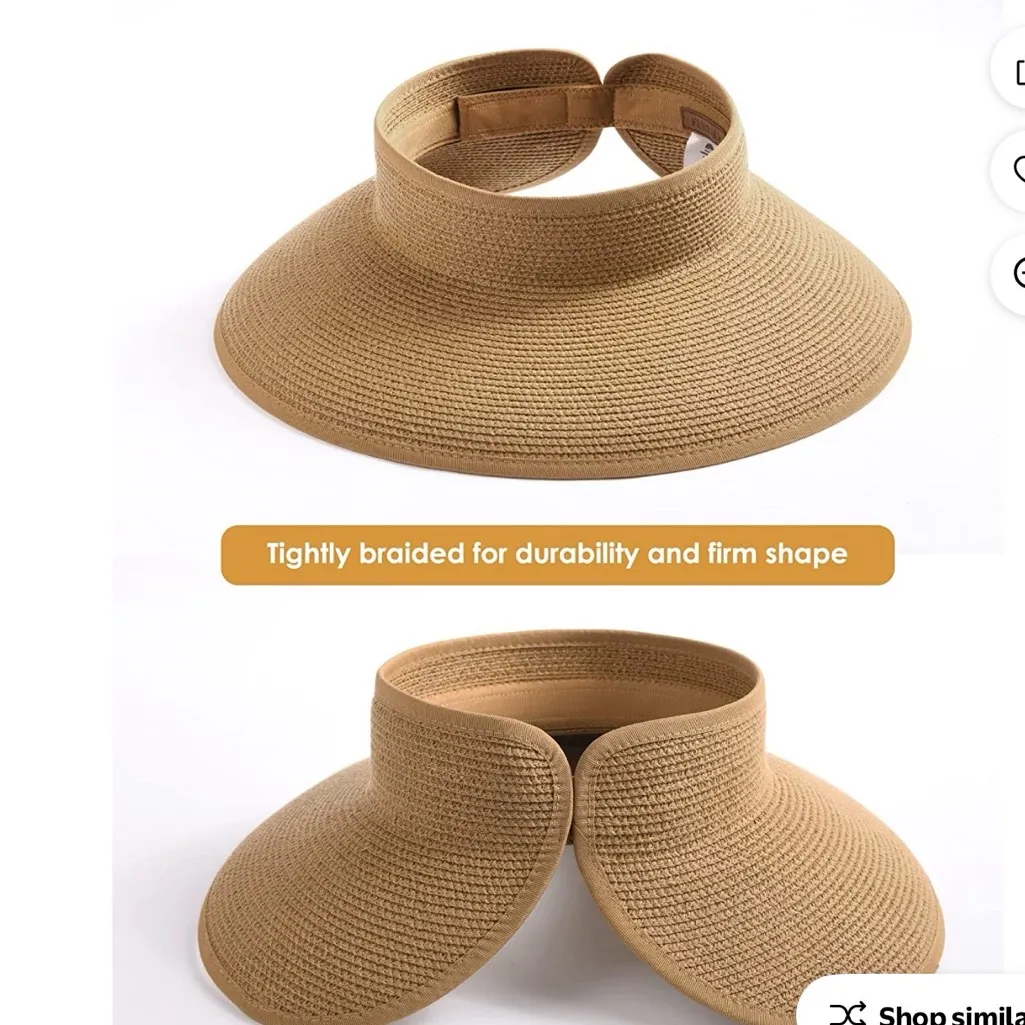 FURTALK Straw Sun Visors Foldable Sun Hat UPF 50+ Summer Beach Hat Tan - Image 8
