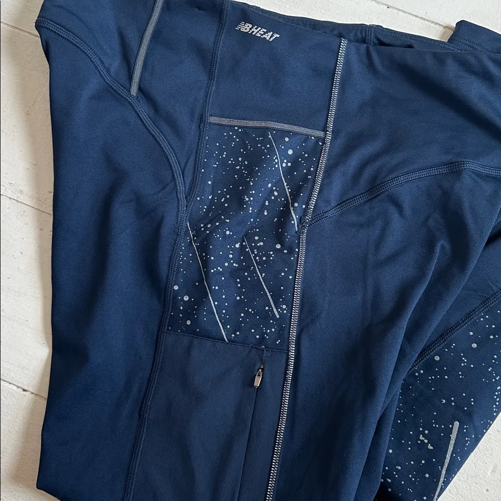 New Balance Women’s Dark Blue Winter Lined Leggings w/ Reflective Details, Sz M - Image 4