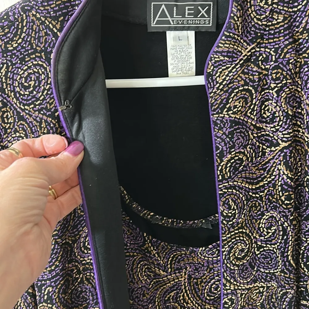 Alex Evenings twin set jacket and tank top with glitter accents size large - Image 9