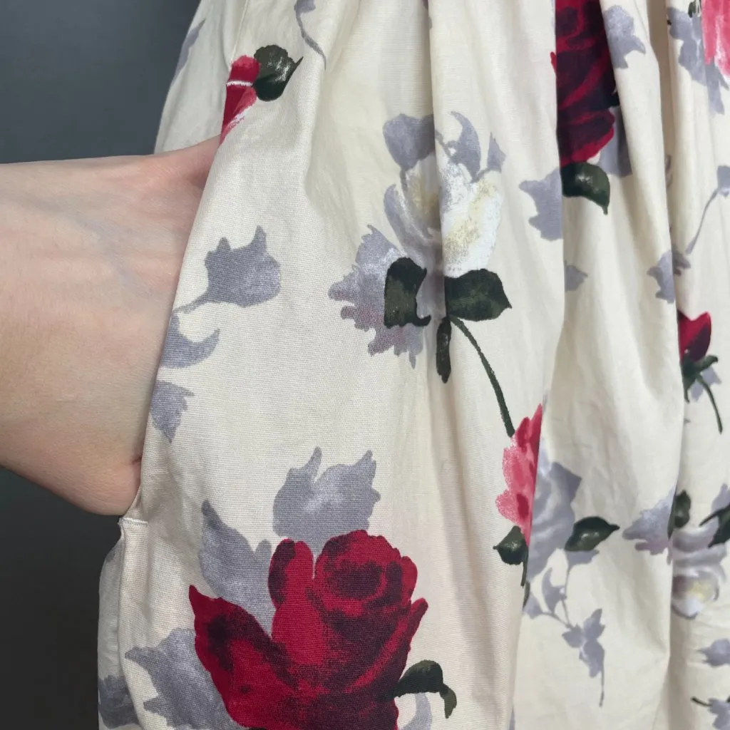 Hell Bunny Eloise Mini Dress Rose Print Cream‎ Bow Adjustable Straps Sz XS Retro - Image 9