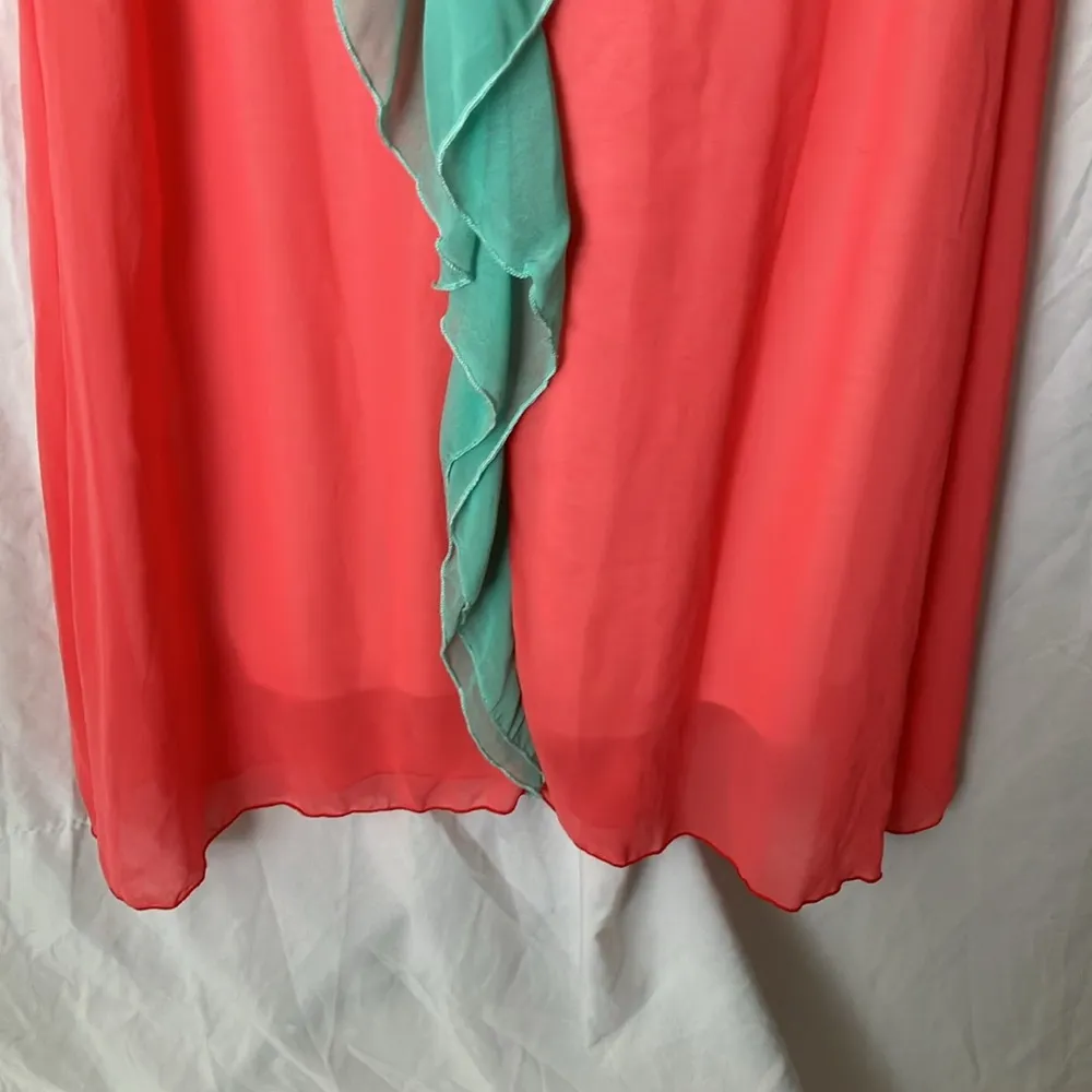 Coii USA: Coral/Teal Flowy Coverup/ Dress - Image 12