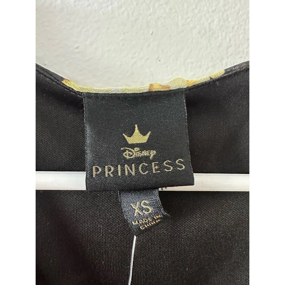 Disney Princess Dress Women's XS Black Floral Fairy Grunge Long Maxi Sheer - Image 5