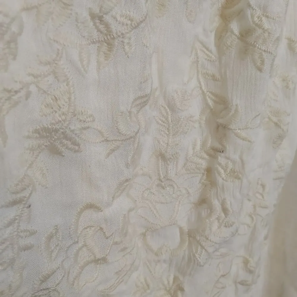 xhilaration Size Large L White Fringe Sleeve Embroidered Long Shirt Dress boho - Image 6