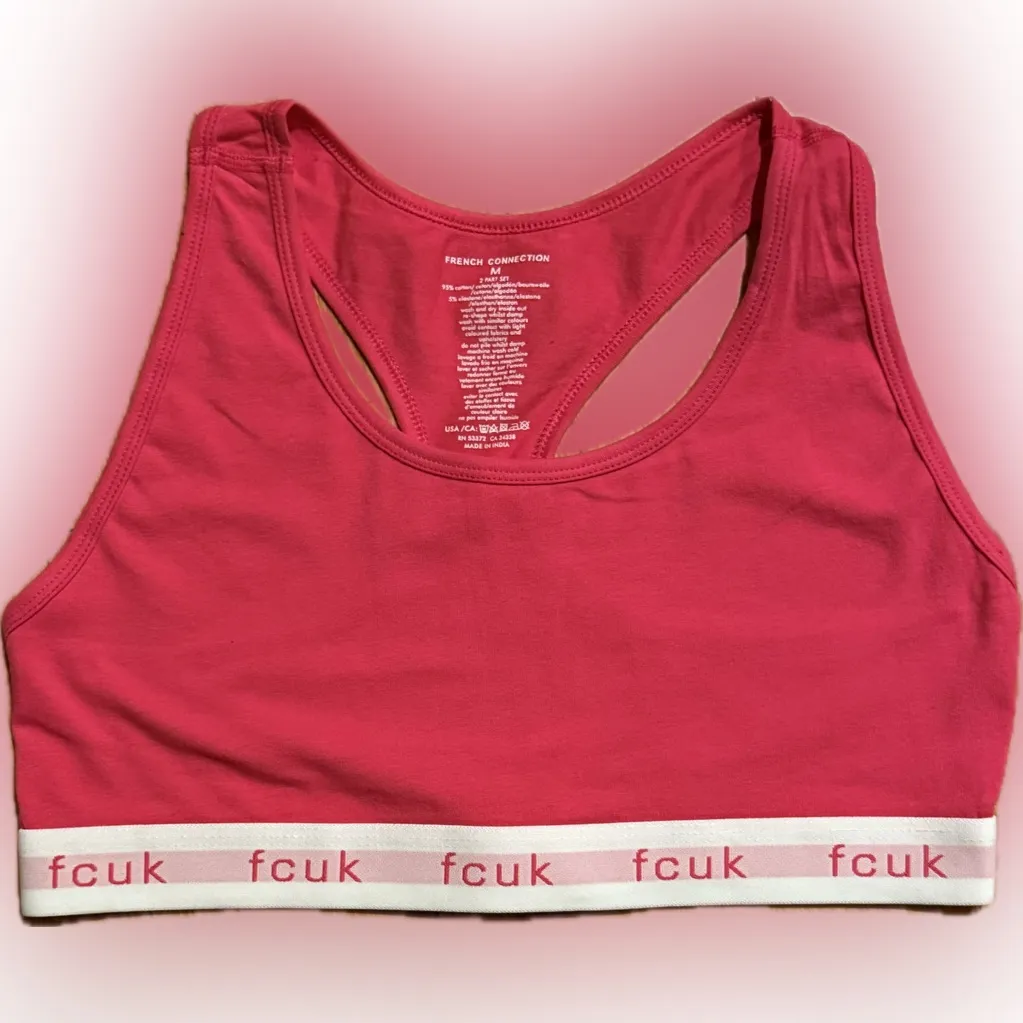 FCUK French Connection Crop Top Bralette and Bikini Brief Set - Image 4