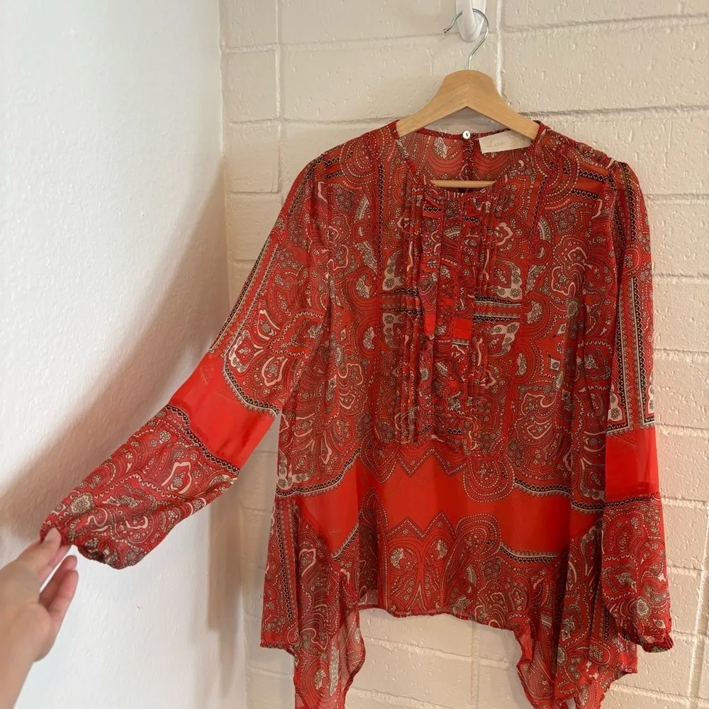 Love Sam Anthropologie kamala paisley top in red - Image 2
