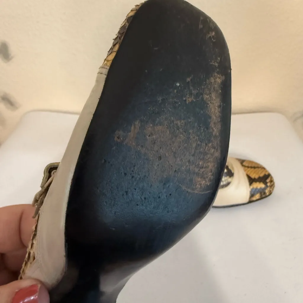 Rare Vintage Jerry Edouard Mod Era Shoes Multi Color Leather 5 B Snakeskin Brown - Image 4