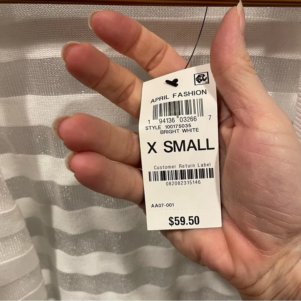 Gorgeous NWT white mesh stripe lightweight maxi sweater INC cardigan Size XS - Image 6