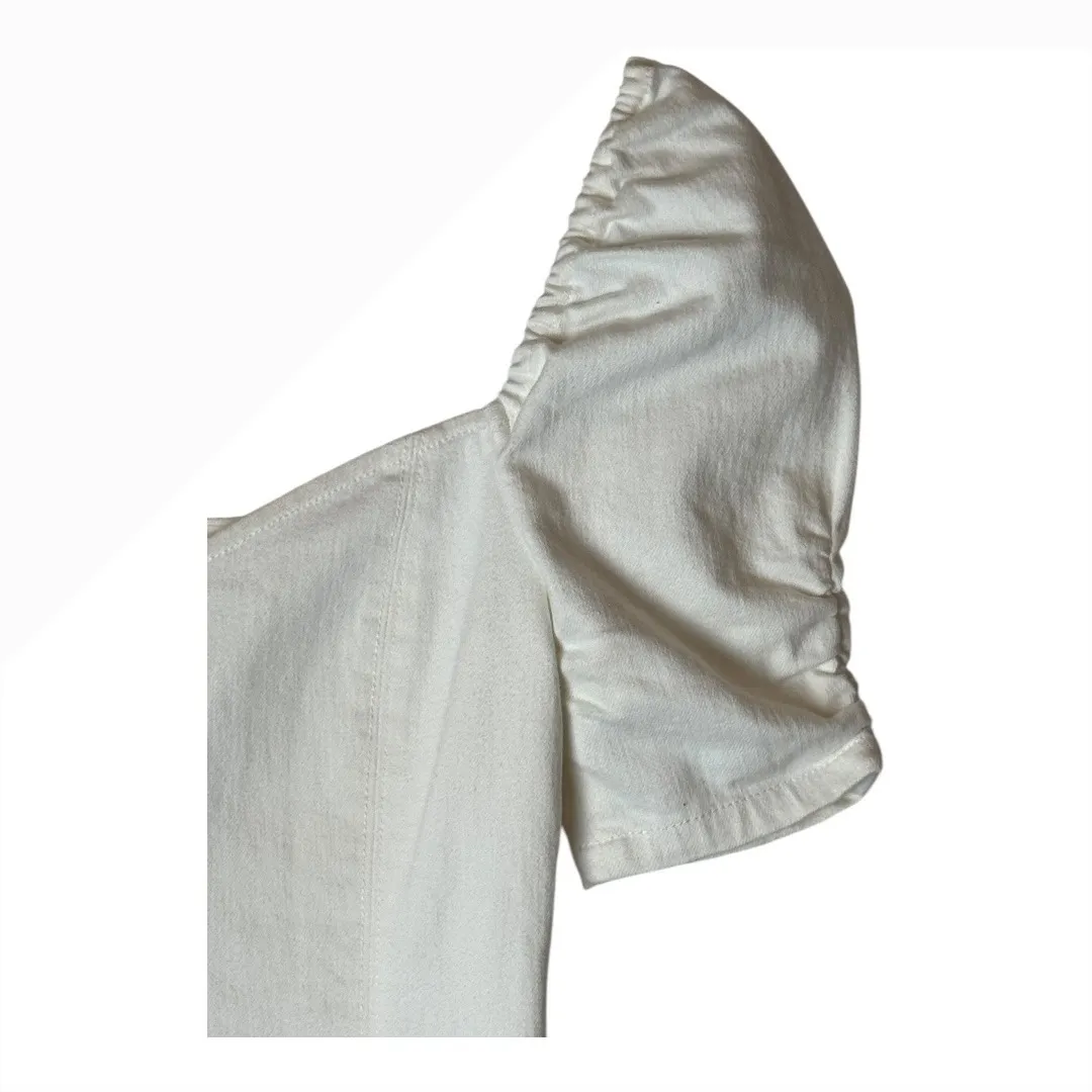 Alice+Olivia Dress Women‎ 0 White Vintage Sugar Denim Mimi Puff Sleeve Mini - Image 6