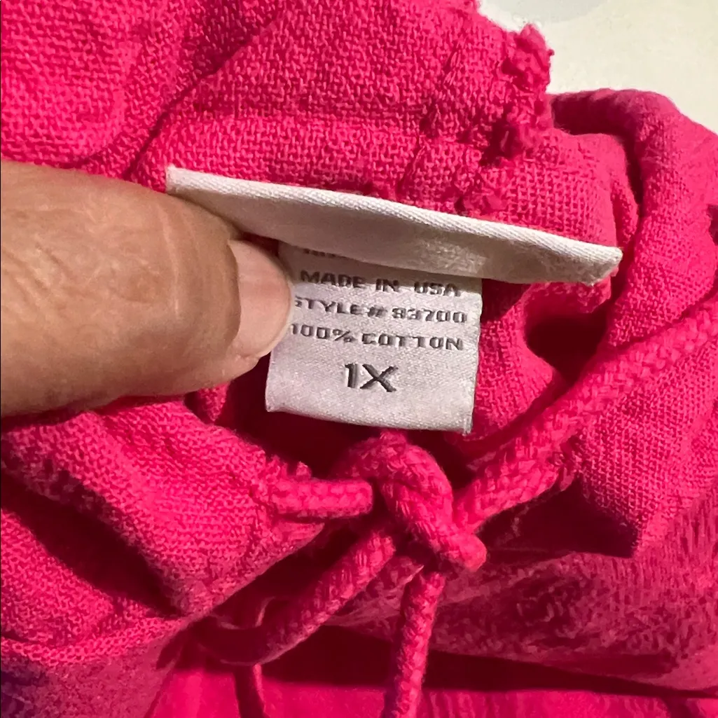 Soft surrounding pullover hoodie, hot pink 1X drawstring - Image 10