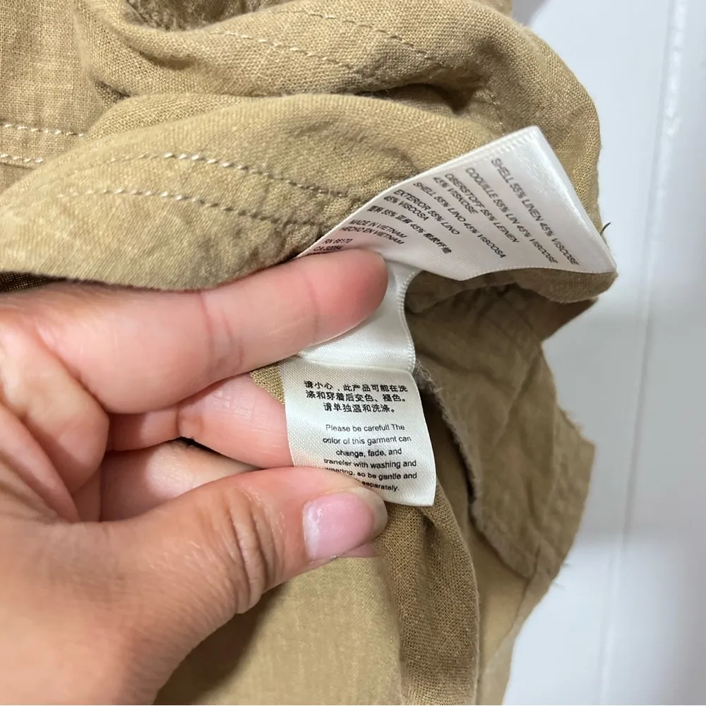 We The Free  Khaki Play It Cool Sleeveless Linen Top Women's Size S - Image 7