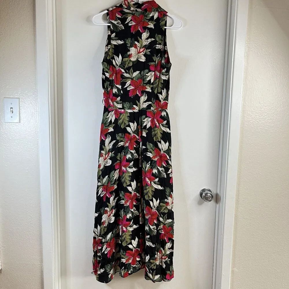 Vintage ED Michaels Cottage 80s Sz 7/8 Floral Cotton Puff Sleeveless Party Dress Black Size M - Image 2