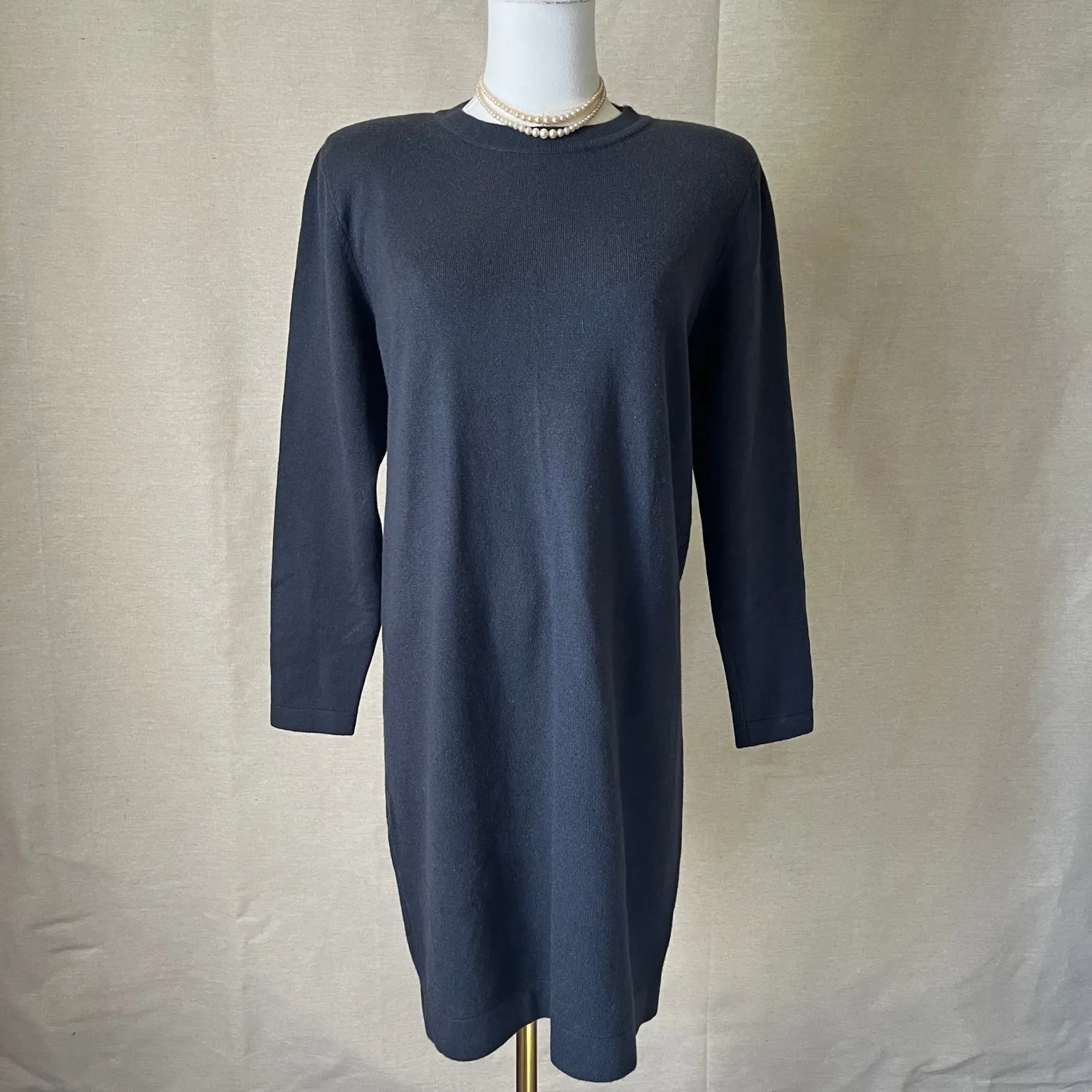 Vintage 90s Fathi Due France 100% Cashmere Gray Sweater Dress Minimalist Medium - Image 5